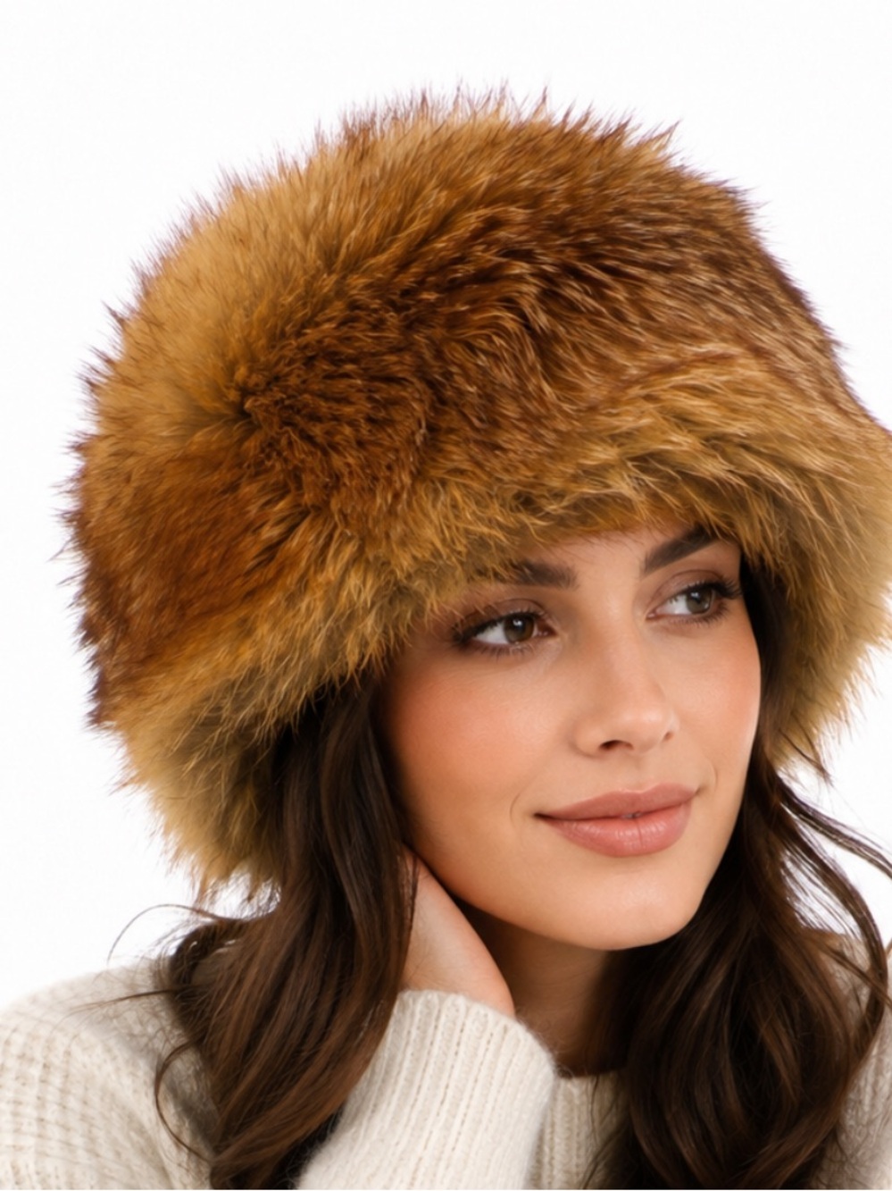 Vintage Brown Fur Hat Genuine Fur  Winter Cold Weather Size 52”